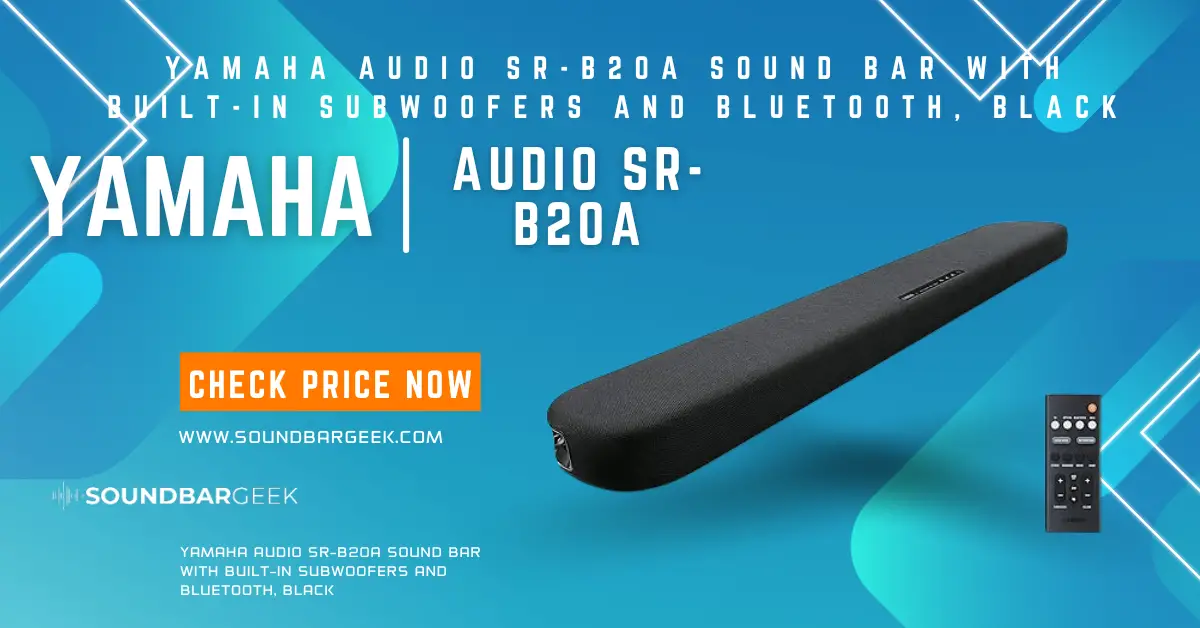 Yamaha Audio SR-B20A Sound Bar with Built-in Subwoofers and Bluetooth, Black